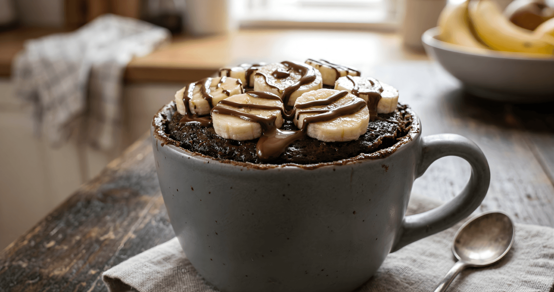 BIZCOCHO DE BANANA EN TAZA